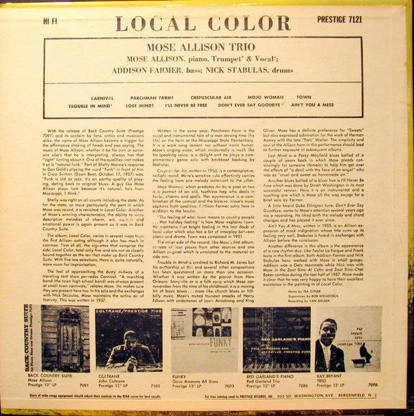 Mose Allison : Local Color (LP, Album)