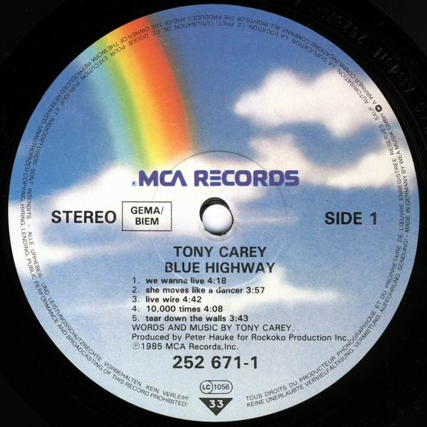 Tony Carey : Blue Highway (LP, Album)