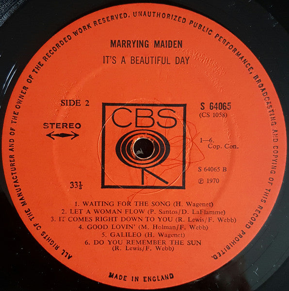 It's A Beautiful Day : Marrying Maiden (LP, Album)
