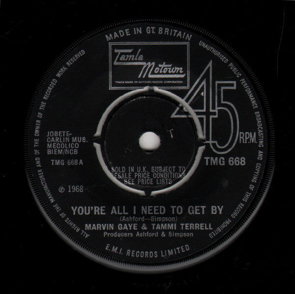 Marvin Gaye & Tammi Terrell : You're All I Need To Get By  (7", Single, Mono, Pus)