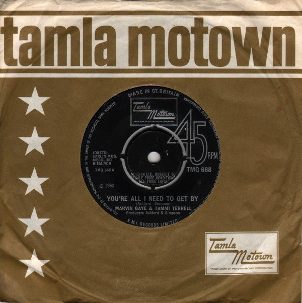 Marvin Gaye & Tammi Terrell : You're All I Need To Get By  (7", Single, Mono, Pus)