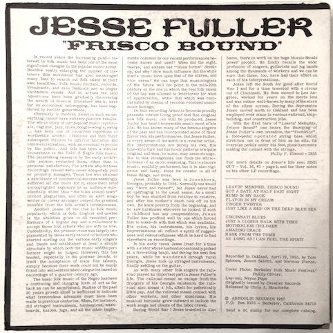 Jesse Fuller : Frisco Bound (LP, Album, RE)