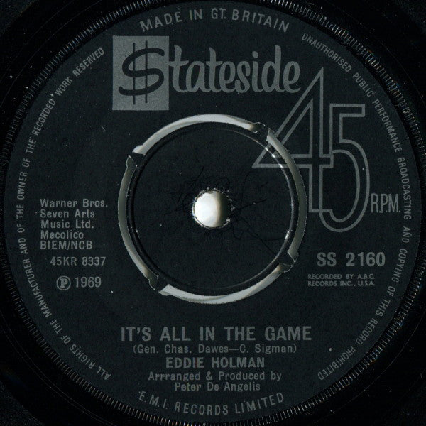 Eddie Holman : (Hey There) Lonely Girl (7", Single, Pus)
