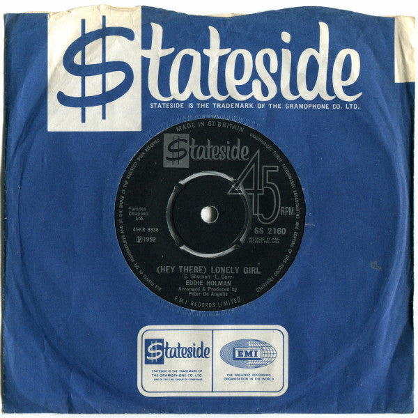 Eddie Holman : (Hey There) Lonely Girl (7", Single, Pus)