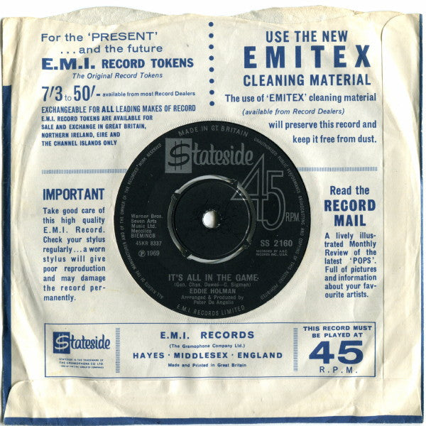 Eddie Holman : (Hey There) Lonely Girl (7", Single, Pus)