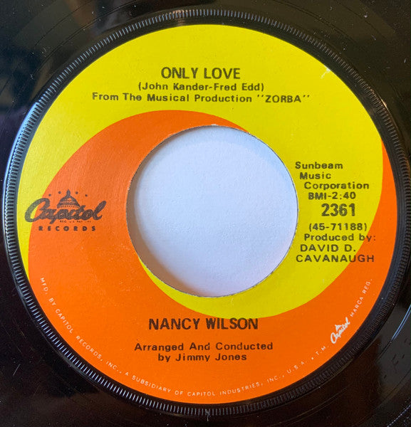 Nancy Wilson : Only Love / In A Long White Room  (7", Single, Los)