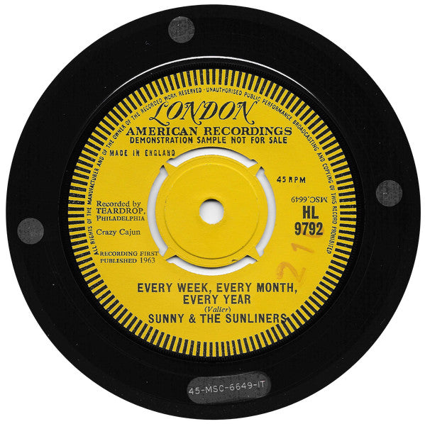 Sunny & The Sunglows, Sunny & The Sunliners : Talk To Me  (7", Single, Mono, Promo)