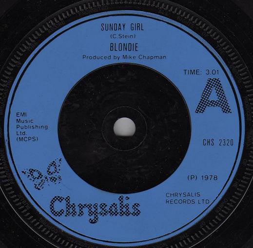 Blondie : Sunday Girl (7", Single, Blu)