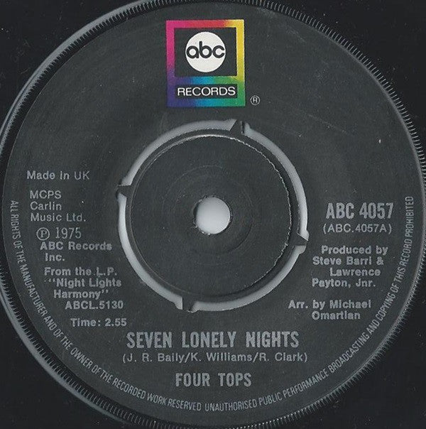 Four Tops : Seven Lonely Nights (7")