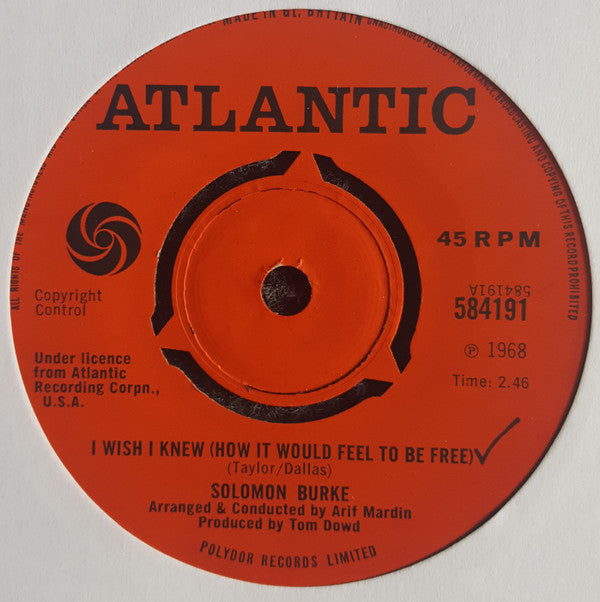 Solomon Burke : I Wish I Knew (How It Would Feel To Be Free) / It's Just A Matter Of Time (7", Single)
