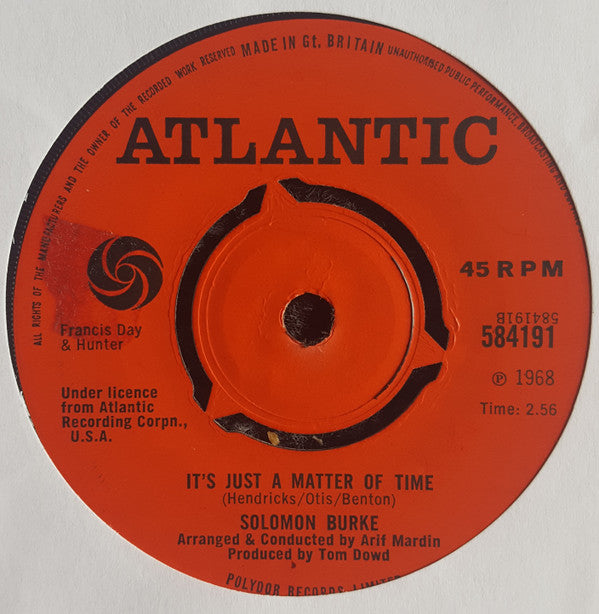 Solomon Burke : I Wish I Knew (How It Would Feel To Be Free) / It's Just A Matter Of Time (7", Single)