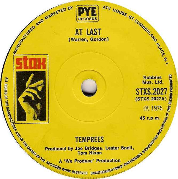 The Temprees : At Last (7")