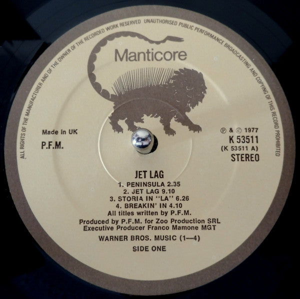 Premiata Forneria Marconi : Jet Lag (LP, Album)