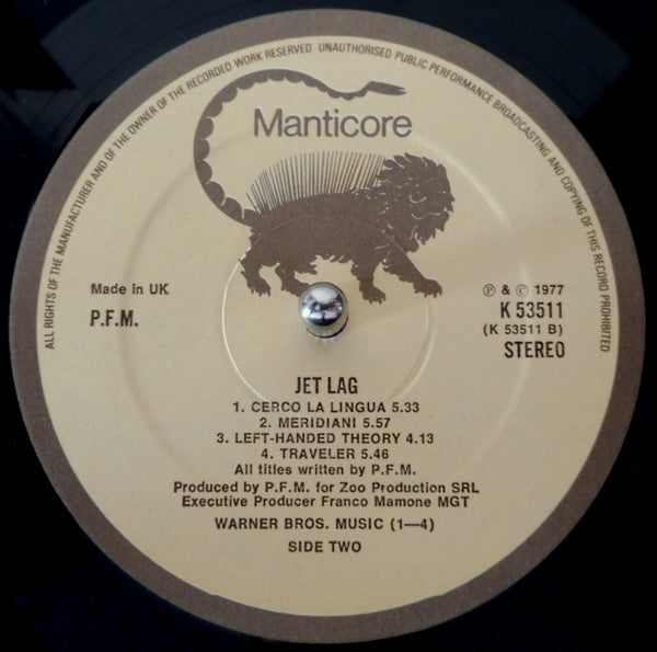 Premiata Forneria Marconi : Jet Lag (LP, Album)