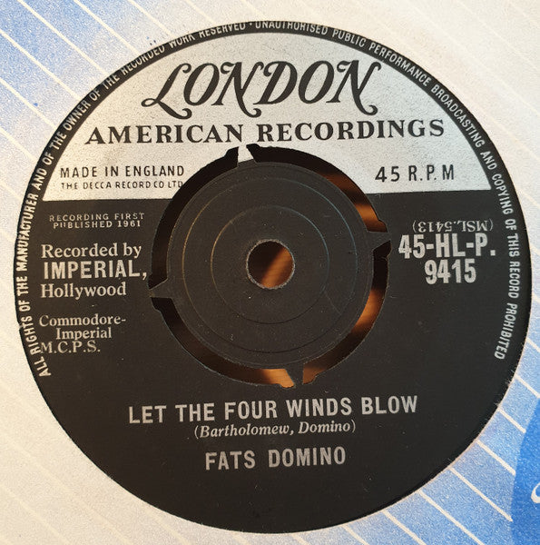 Fats Domino : Let The Four Winds Blow / Good Hearted Man (7")