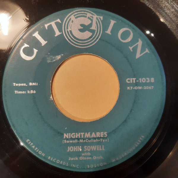 John Sowell With Jack Olsen Orchestra : So Help Me Hannah / Nightmares (7")