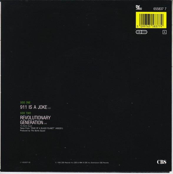 Public Enemy : 911 Is A Joke (7", Single)