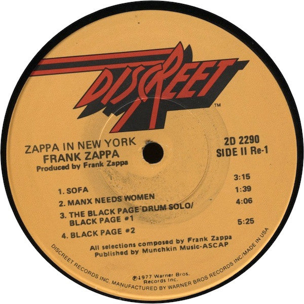 Frank Zappa : Zappa In New York (2xLP, Album, RE, Cen)