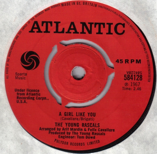 The Young Rascals : A Girl Like You (7", Pus)