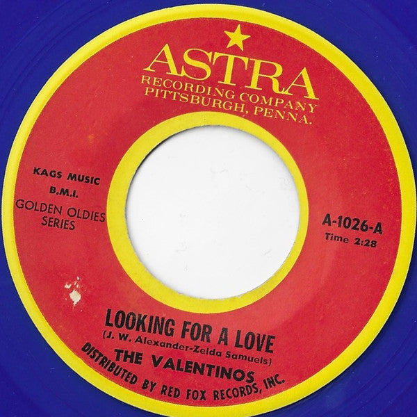 Valentinos : Looking For A Love (7", Single, Mono, RE, Blu)