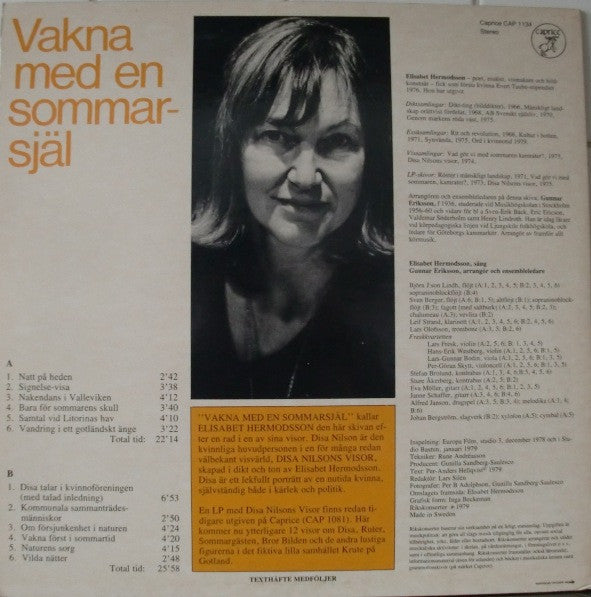 Elisabet Hermodsson : Vakna Med En Sommarsjäl (Disa Nilsons Visor II) (LP, Album)