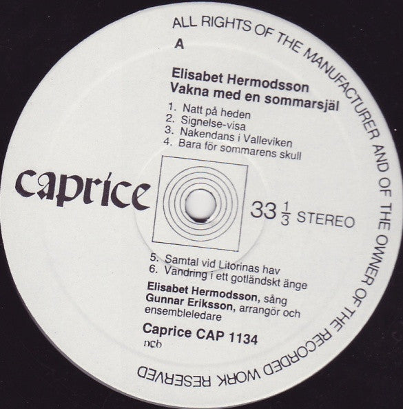 Elisabet Hermodsson : Vakna Med En Sommarsjäl (Disa Nilsons Visor II) (LP, Album)