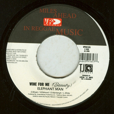 Elephant Man / Vybz Kartel : Wine For Me / Kill Dem (7", EP)