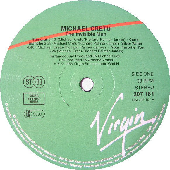 Michael Cretu : The Invisible Man (LP, Album)
