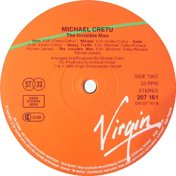 Michael Cretu : The Invisible Man (LP, Album)