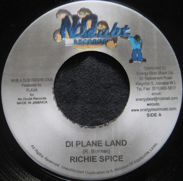 Richie Spice / Spanner Banner : Di Plane Land / Angel Surrounding Me (7")