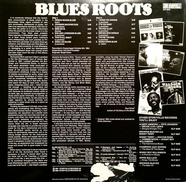 Sunnyland Slim : Sad And Lonesome Blues (LP, Album, RE)