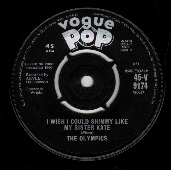 The Olympics : I Wish I Could Shimmy Like My Sister Kate (7", Single)