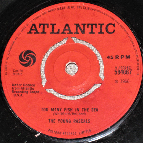 The Young Rascals : Too Many Fish In The Sea (7", Single)