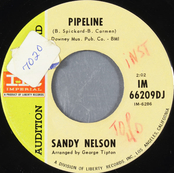 Sandy Nelson : Pipeline / Let's Go Trippin' (7", Single, Promo, Ind)