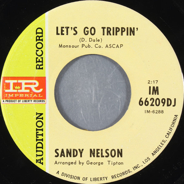 Sandy Nelson : Pipeline / Let's Go Trippin' (7", Single, Promo, Ind)