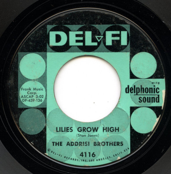 Addrisi Brothers : Cherrystone / Lilies Grow High (7", Single, Styrene, Aqu)