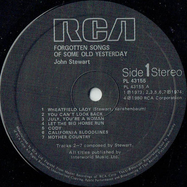 John Stewart (2) : Forgotten Songs Of Some Old Yesterday (LP, Comp)