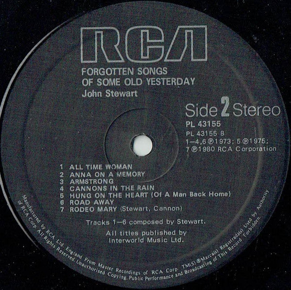 John Stewart (2) : Forgotten Songs Of Some Old Yesterday (LP, Comp)