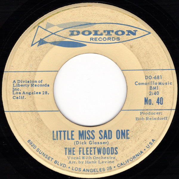 The Fleetwoods : Tragedy / Little Miss Sad One (7", Single, Promo)