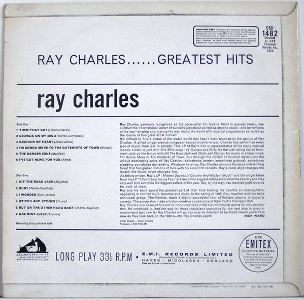 Ray Charles : Greatest Hits (LP, Comp)