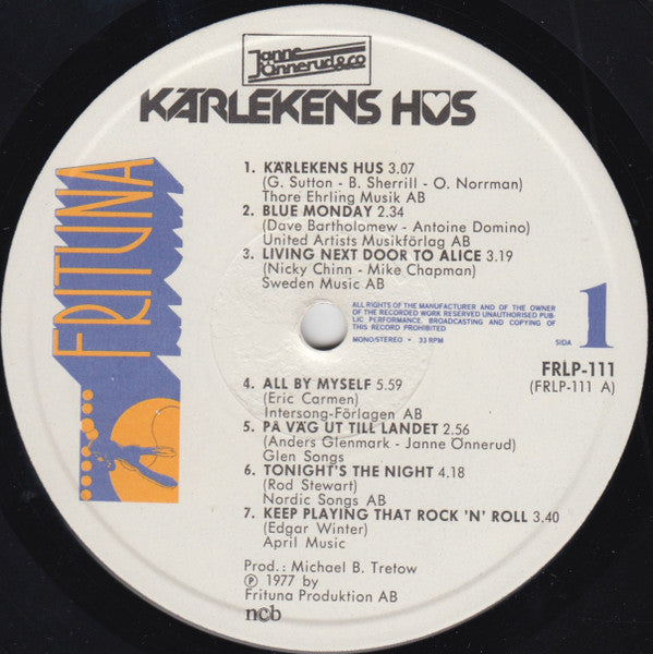 Janne Önnerud & Gänget : Kärlekens Hus (LP, Album)