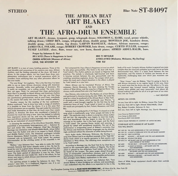 Art Blakey & The Afro-Drum Ensemble : The African Beat (LP, Album, RE)