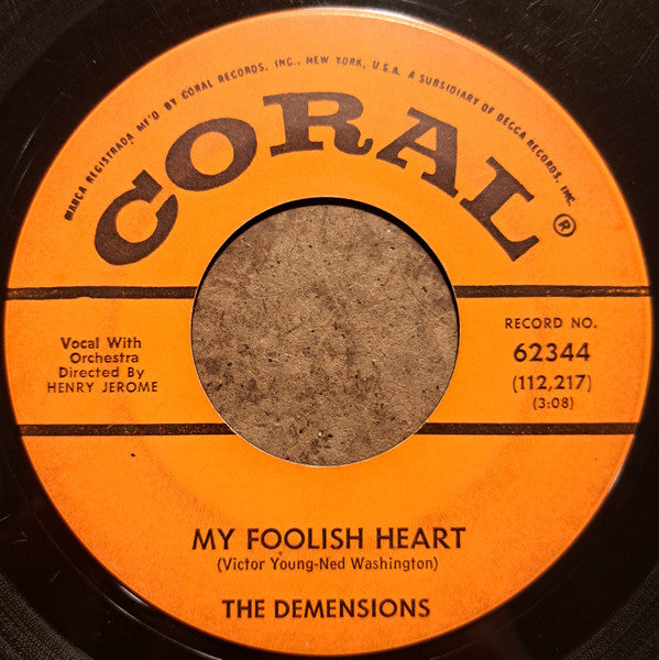 The Demensions : My Foolish Heart (7", Single)