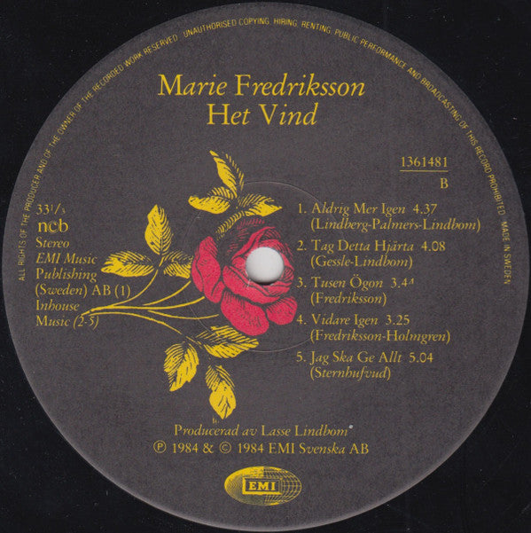 Marie Fredriksson : Het Vind (LP, Album)