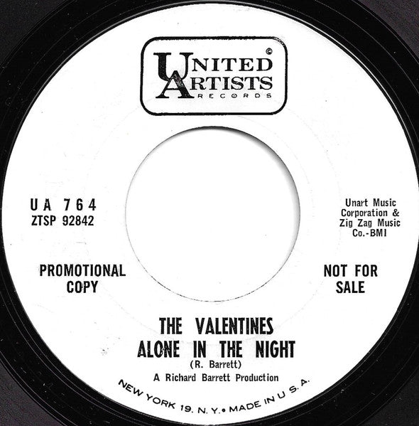 The Valentines (15) : Alone In The Night / Mink Coat And Sneakers (7", Single)