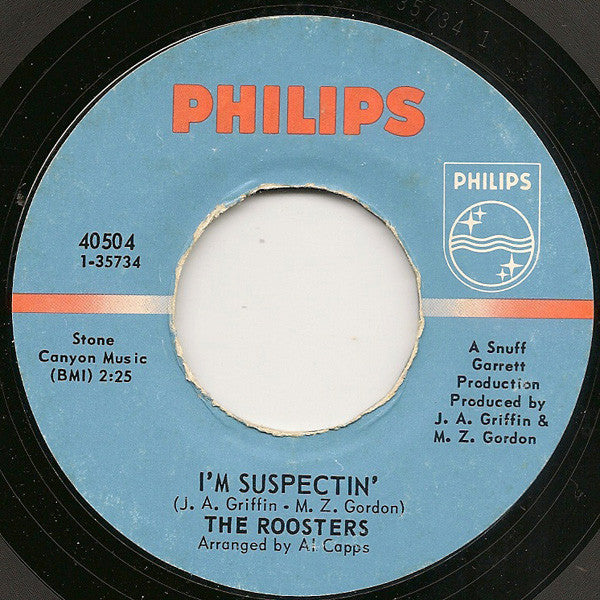 The Roosters (2) : Love Machine / I'm Suspectin' (7", Single, Styrene)