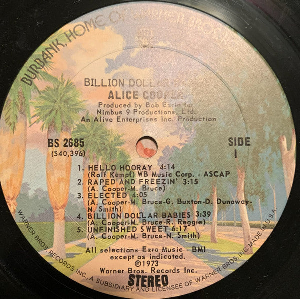 Alice Cooper : Billion Dollar Babies (LP, Album, RP)
