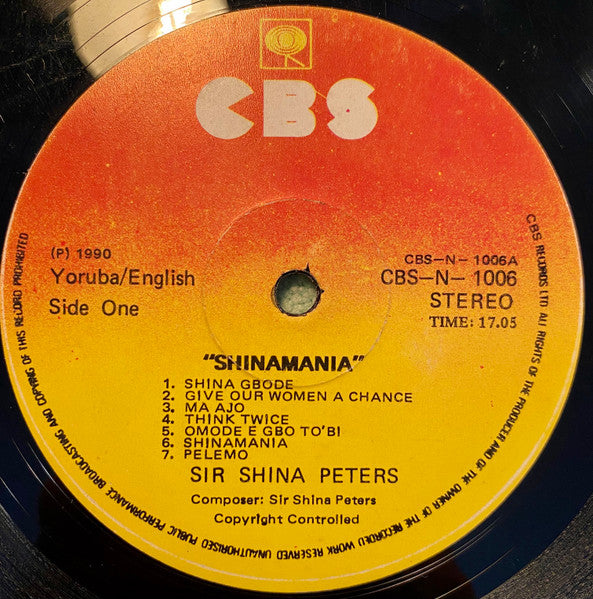 Sir Shina Peters : Shinamania (LP, Album)
