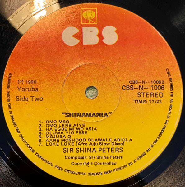 Sir Shina Peters : Shinamania (LP, Album)