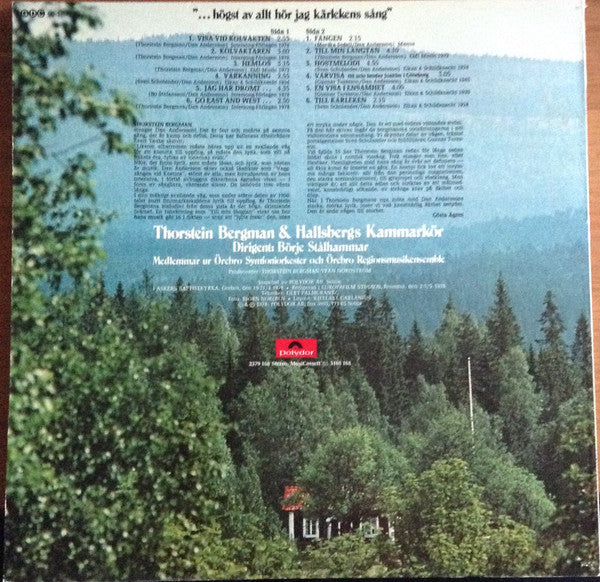 Thorstein Bergman & Hallsbergs Kammarkör : Högst Av Allt Hör Jag Kärlekens Sång (LP, Album)